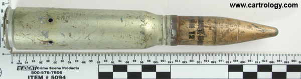 20 x 110mm USN Dummy MK 100 United States 20MM-MK5. MOD.0 RNO . 10 . 65 . profile view.