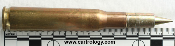 .50 BMG Dummy F2 France MR 1-86 F 12,7 profile view.