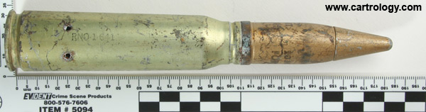 20 x 110mm USN Dummy MK 100 United States 20MM MK5.MOD.0 RNO . 3-67 . profile view.