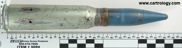 20 x 110mm USN Dummy MK 100 United States 20MM-MK5. MOD.0 RNO . 12 . 63 . profile view.