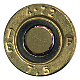 7.5 x 54mm MAS Grenade Blank  France TE 4-72 F 7.5 head view.