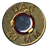 4.7 x 45mm Ball  West Germany DAG 4,7 MM head view.