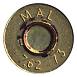 7.62mm NATO Ball  Malaysia MAL 73 7.62 head view.