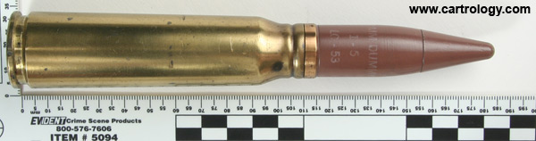 20 x 110mm USN Inert  United States  profile view.