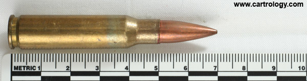 7.62mm NATO Ball M80 United States FC 7.62N 85 profile view.