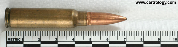 7.62mm pre-NATO Short Case Inert  United States F A 45 profile view.