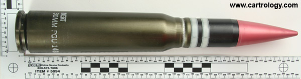 30 x 173mm GAU-8/A API PGU-14/B Inert United States  profile view.