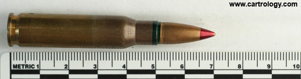 7.62mm NATO Tracer DM21A1 West Germany 7.62x51 DAG 48-61 profile view.