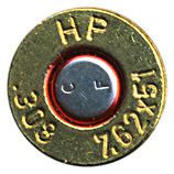 7.62mm NATO Ball (Reduced Range)  Austria HP 7.62x51 .308 (on primer) CF head view.