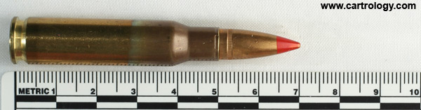 7.62mm NATO Tracer DM-21A1 West Germany DAG 7,62x51 profile view.