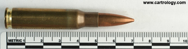 7.62mm NATO Ball  Nigeria 7.62x51 O.F.N.19.70 profile view.
