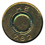 7.62mm NATO Ball  Unknown HE 7.62 head view.