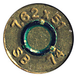 7.62mm NATO Tracer  Spain 7.62x51 SB 74 head view.