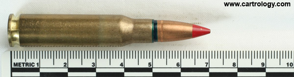 7.62mm NATO Tracer  Spain 7.62x51 SB 74 profile view.