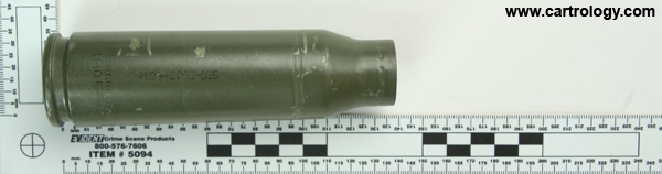 25 x 137mm KBA Fired M793 United States  profile view.