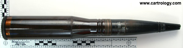 37 x 219mm Vigilante Inert T324E23 United States 37MMT68B3 25 LOT FA-E-604-1959 profile view.