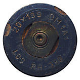 20 x 139mm HS820 Fired  West Germany 20x139 DM1A1 LOS RH-380 (on primer assembly) DM 64 LOS RH-351 head view.