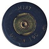 20 x 139mm HS820 Fired  West Germany M187 LOT DN-190 (on primer assembly) M103 LOT DN 98 head view.
