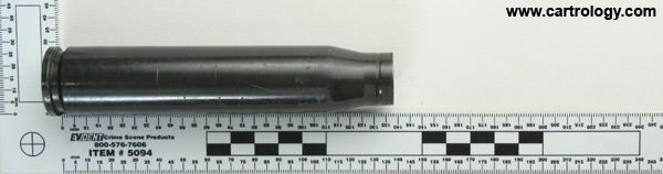 20 x 139mm HS820 Fired  West Germany M187 LOT DN-190 (on primer assembly) M103 LOT DN 98 profile view.