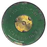 35 x 228mm Oerlikon Fired  Switzerland 35x228 DM1001 LOS PSW-1-114-X (on primer assembly) DM211. LOS OE-1-438 head view.