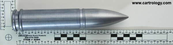 30 x 100mm B WECOM Dummy  United States DUMMY CARTRIDGE 30MM VAT-20-1 profile view.