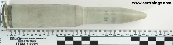 20 x 102mm Dummy XM254 United States  profile view.