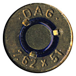 7.62mm NATO Grenade Blank  West Germany DAG 7.62x51 head view.