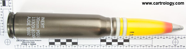 30 x 173mm GAU-8/A HEI PGU-13/B (Inert) United States  profile view.