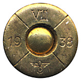 8 x 56mm R Mannlicher Ball  Austria 19 / VIII / 38 / (eagle with swastika) head view.