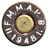 7.62mm NATO Ball  Argentina F.M.M.A.P. 'B' || 1948 || head view.