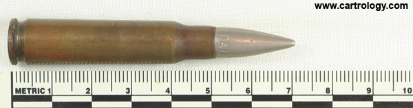 7.62mm NATO Ball  Argentina F.M.M.A.P. 'B' || 1948 || profile view.