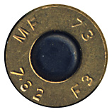 7.62mm NATO New Primed Empty  Australia MF 73 F3 7.62 head view.