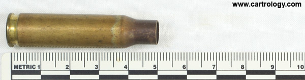 7.62mm NATO New Primed Empty  Australia MF 73 F3 7.62 profile view.