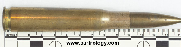 .50 BMG Ball  Belgium FNB 91 .50 profile view.