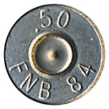 .50 BMG Dummy  Belgium FNB 84 .50 head view.