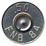 .50 BMG Tracer (Inert)  Belgium FNB 84 .50 head view.