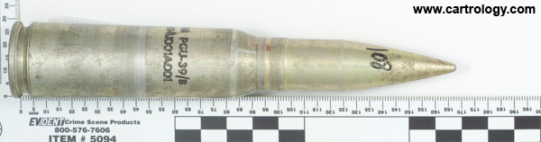 20 x 102mm Dummy PGU-39/B United States  profile view.