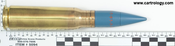 20 x 102mm TP-T PGU-30/B United States  profile view.