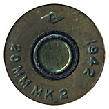 20 x 110mm RB HE  United States B (in diamond) 1942 20MM MK 2 head view.