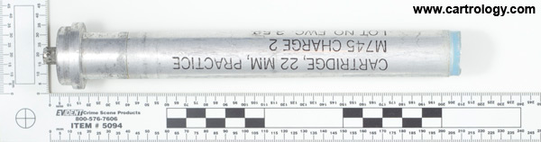 22 x 164mm Mortar Subcaliber Fired M745 United States  profile view.