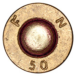 6.5 x 52mm Carcano Ball  Belgium F N 50 head view.