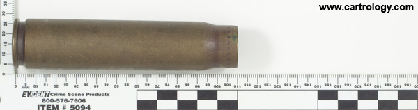 20 x 110mm HS Fired  United States 20MM M21A1 WBA 1952 profile view.