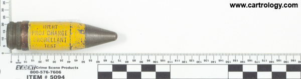 20 x 102mm HEI (Inert) M56A3 United States  profile view.