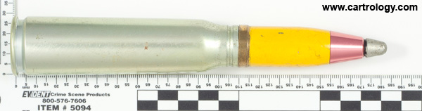 20 x 110mm USN HEI  United States . RNO . 8-67 . 20MM MK5.MOD.0 profile view.