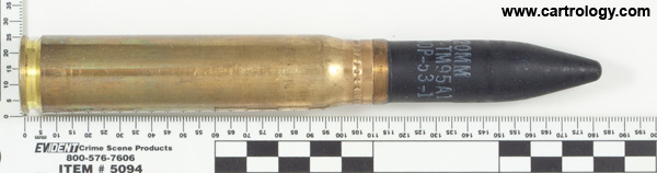 20 x 110mm HS AP-T M95A1 United States 20MM M21A1 NESCO 1951 profile view.