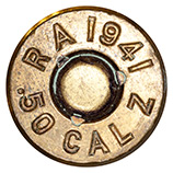 .50 BMG Ball  United Kingdom RA 1941 .50 CAL Z head view.
