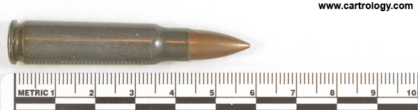 7.62 x 45 mm Ball  Czechoslovakia ZV 61 profile view.