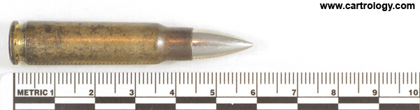 7.62 x 45 mm Ball  Czechoslovakia aym 1 52 profile view.