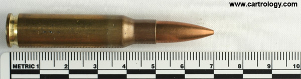 7.62mm NATO Ball  Nigeria 7.62x51 O.F.N. 12-70 profile view.