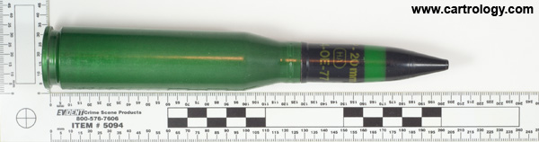 20 x 128mm Oerlikon API  Switzerland 248 OE 76 (PSW) (on primer assembly) 819-14 Oe profile view.